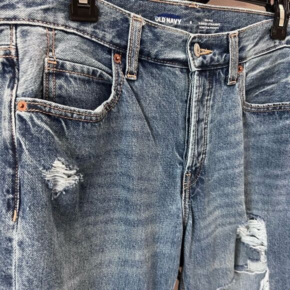 Old Navy high rise slouchy straight distressed jeans size 6 - Picture 6 of 14